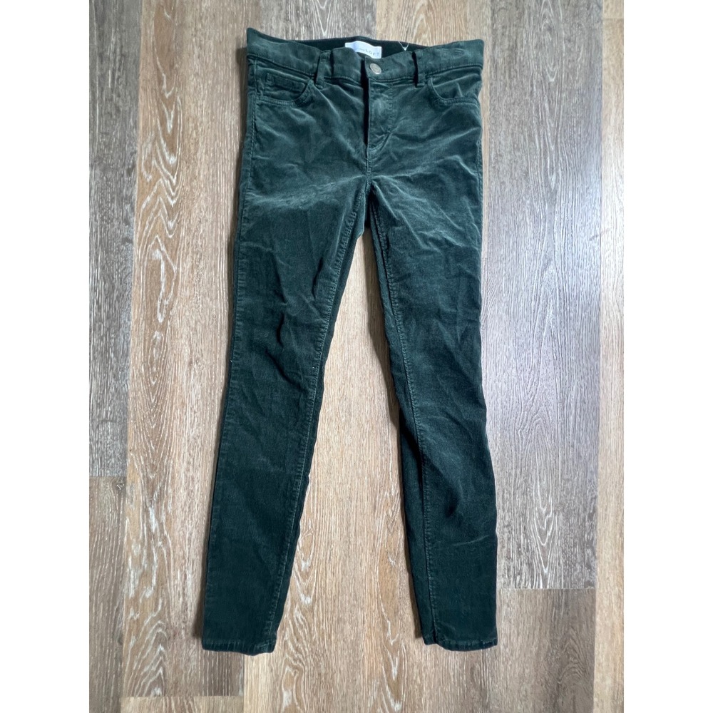 LOFT Corduroy Skinny Pants Women 00 24 Dark Green Mid Rise Slim Trousers